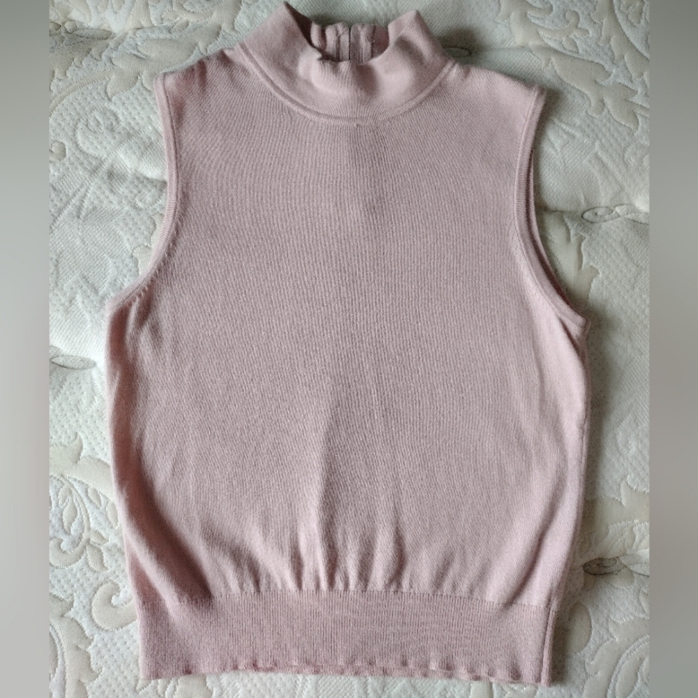 White House Black Market 5% Cashmere Mock Neck Sleeveless Sweater Women's M EUC